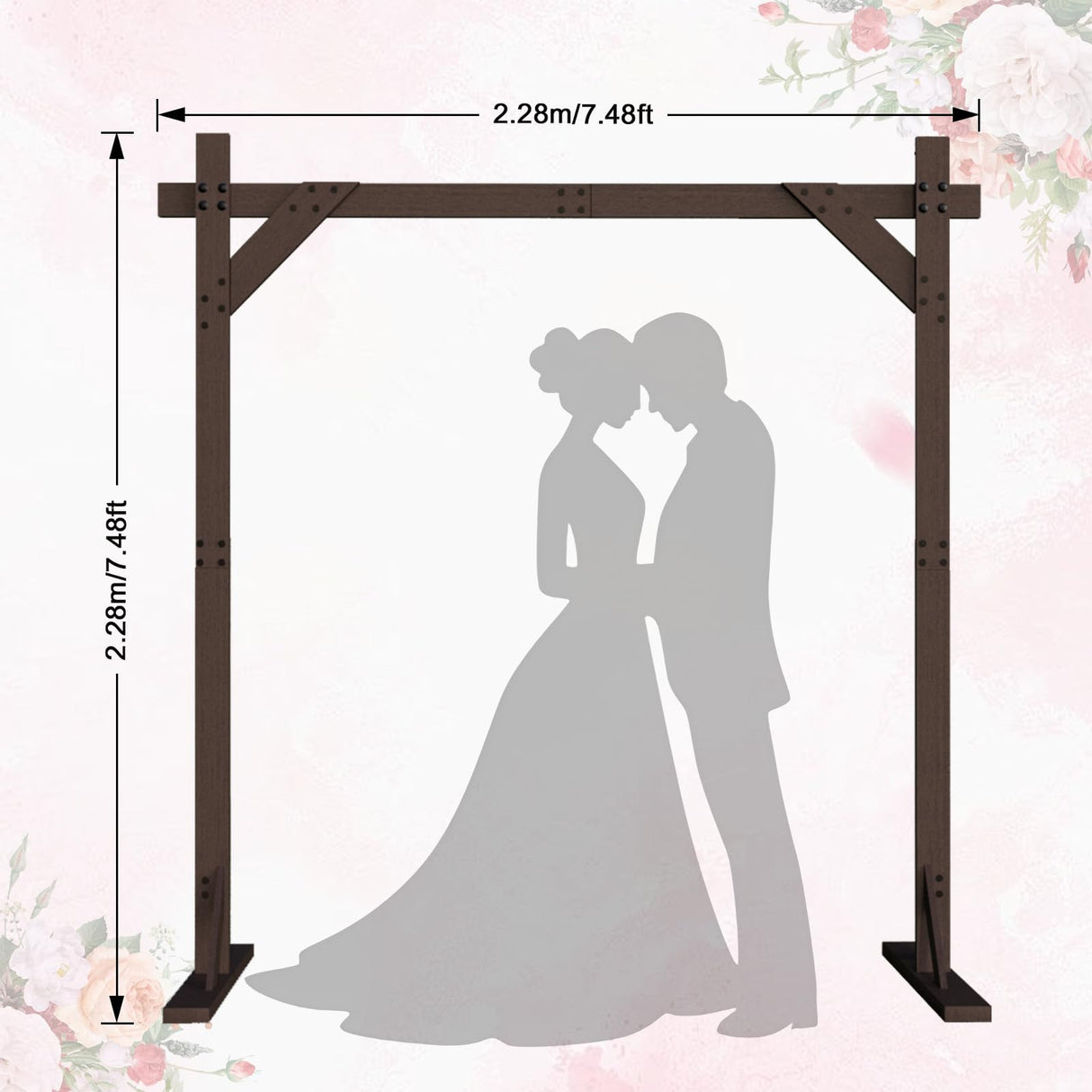 Chamvis 7.48FT Wooden Wedding Arch, Wooden Arch Backdrop Stand Square Arch Wedding Arbor Wedding Arches for Ceremony Wood Arch Frame for Outdoor Lawn Forest Wedding Decorations chamvis