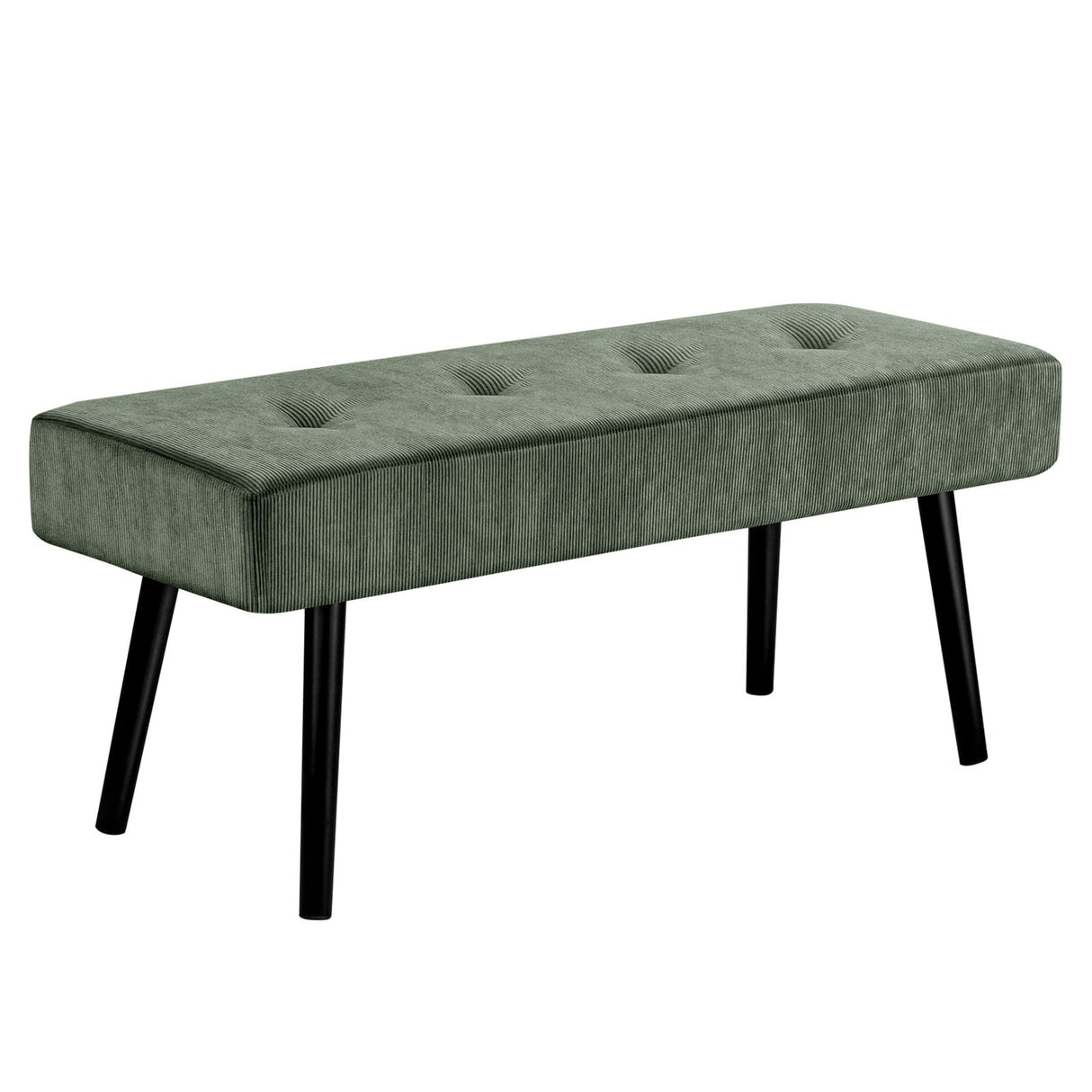 Comfy to go Entryway Bench - Green Bench for Bedroom, Modern Ottoman End of Bed, Corduroy Padded Benches for Living Room, Foyer, Mudroom, Hallway - 39" L x 14" W x 17" H Comfy to go