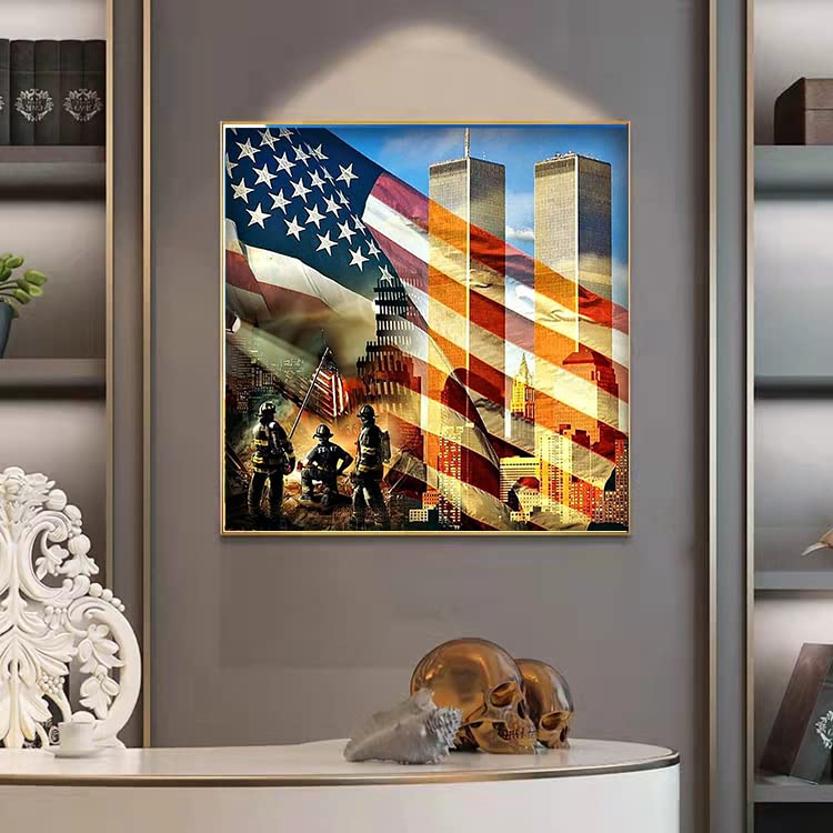 DIYPAINTING DIY 5D Diamond Painting by Number Kits for Adults and Kids Twin Towers 16X16 Painting Cross Stitch Full Drill Crystal Rhinestone Embroidery Pictures Arts Craft for Home Wall Decor Gift DIYPAINTING