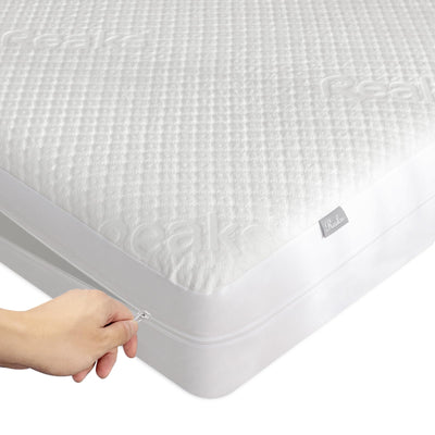 Queen Size Bamboo Rayon Mattress Protector with Zipper - 100% Waterproof Zippered Mattress Cover - Soft & Cooling Noiseless Bed Mattress Covers - Top Removable Mattress Encasement 13-15" Deep
