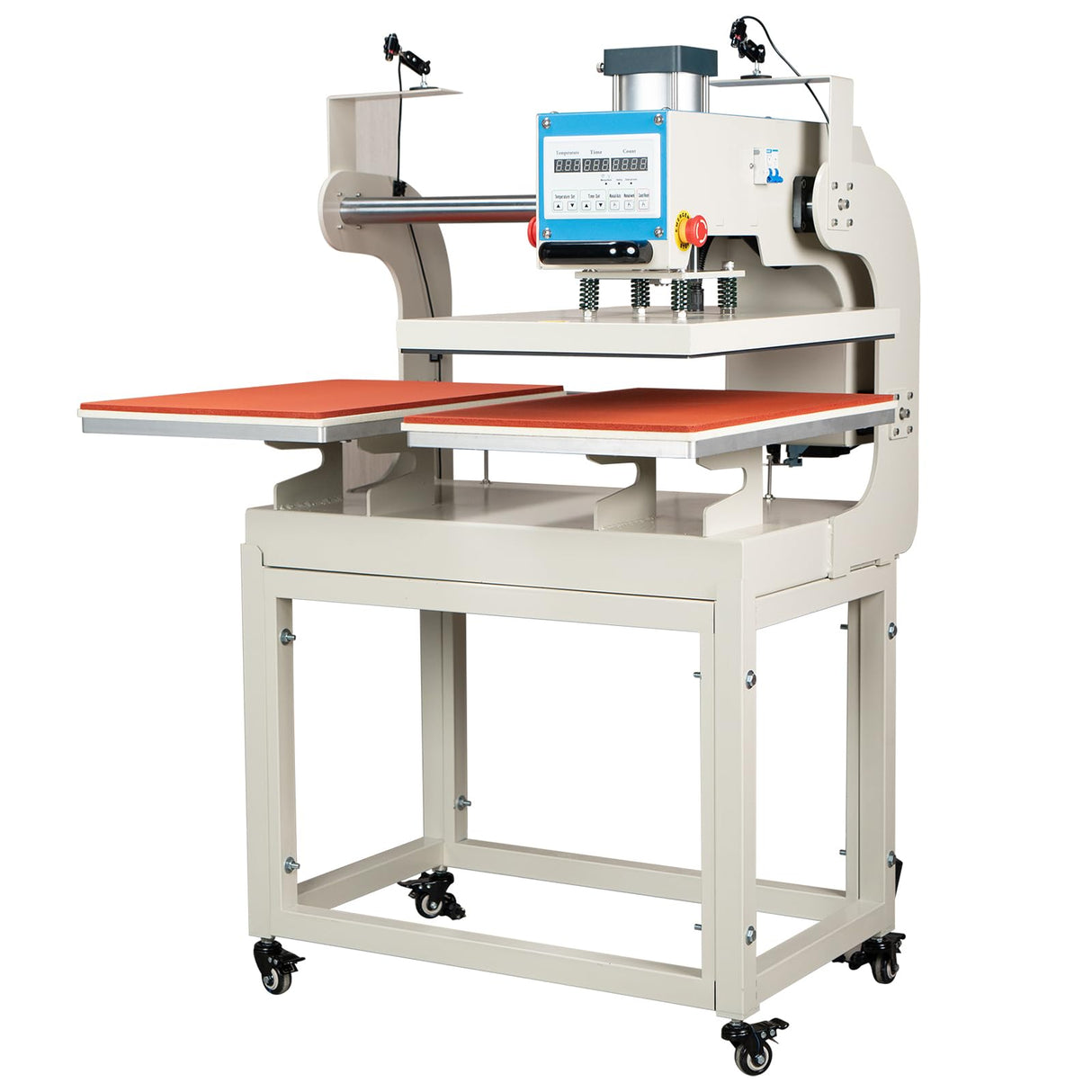 16x24 Pneumatic Dual Heat Press Machine Auto Sliding & Up-Open - Industrial Heat Transfer Double Station Automatic Press with Infrared Positioning for T-Shirt Sublimation Printing WUMSTOT