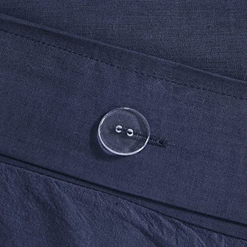 Intelligent Design Duvet Set 100% Cotton Jacquard, Tufts Accent, Shabby Chic All Season Cover for Comforter, Matching Shams, Decorative Pillows, Full/Queen (88 in x 92 in), Navy 7 Piece Intelligent Design