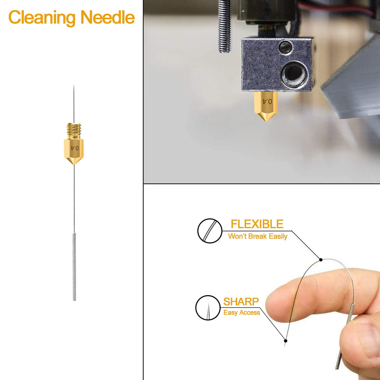 0.4MM MK8 Ender 3 Nozzles 25 pcs 3D Printer Brass Nozzles Extruder for Makerbot Creality CR-10 with 5 Needles and Metal Storage Box (0.4mm) Meafeng