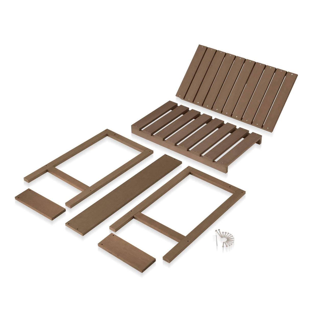 Psilvam Outdoor Poly Lumber Potting Bench, Polystyrene Garden Table with Storage Shelves, All-Weather Patio Work Station for Gardening(Brown) Psilvam