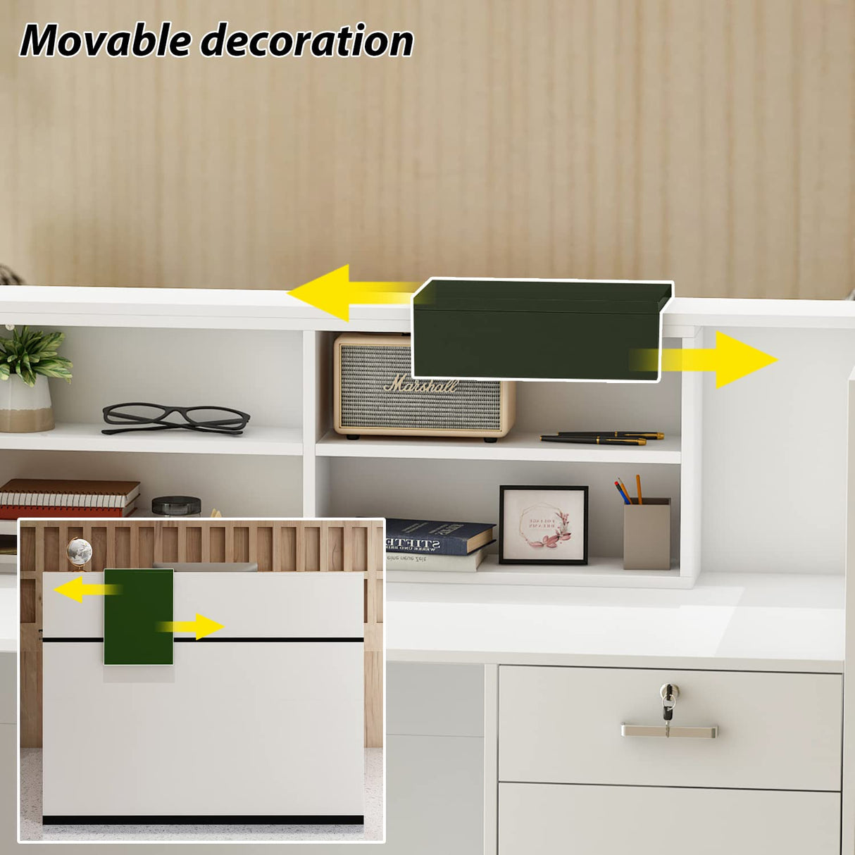 AIEGLE Reception Counter Desk with Adjustable Shelf & Lockable Drawersfor Salon Reception Room Checkout Office, White (55.1" L x 23.6" W x 43.3" H) AIEGLE