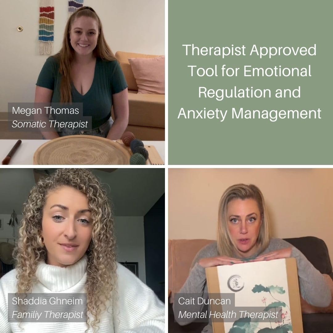 ENSO Japanese Zen Garden Kit for Desk - Inori Premium Sand Garden Gift Set for Meditation Therapy - Mini Zen Décor Office Desktop Accessories - Solid Wood Tray, 4 Hand Crafted Spheres & Custom Holder ENSO SENSORY