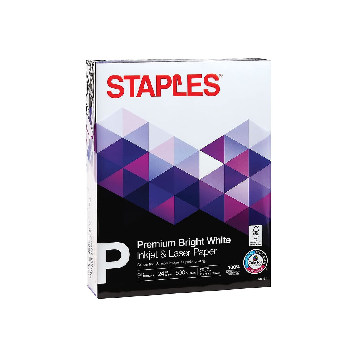 Staples 733332 Premium 8.5-Inch X 11-Inch Multipurpose Paper 24 Lbs. 98 Bright 500/Ream STAPLES