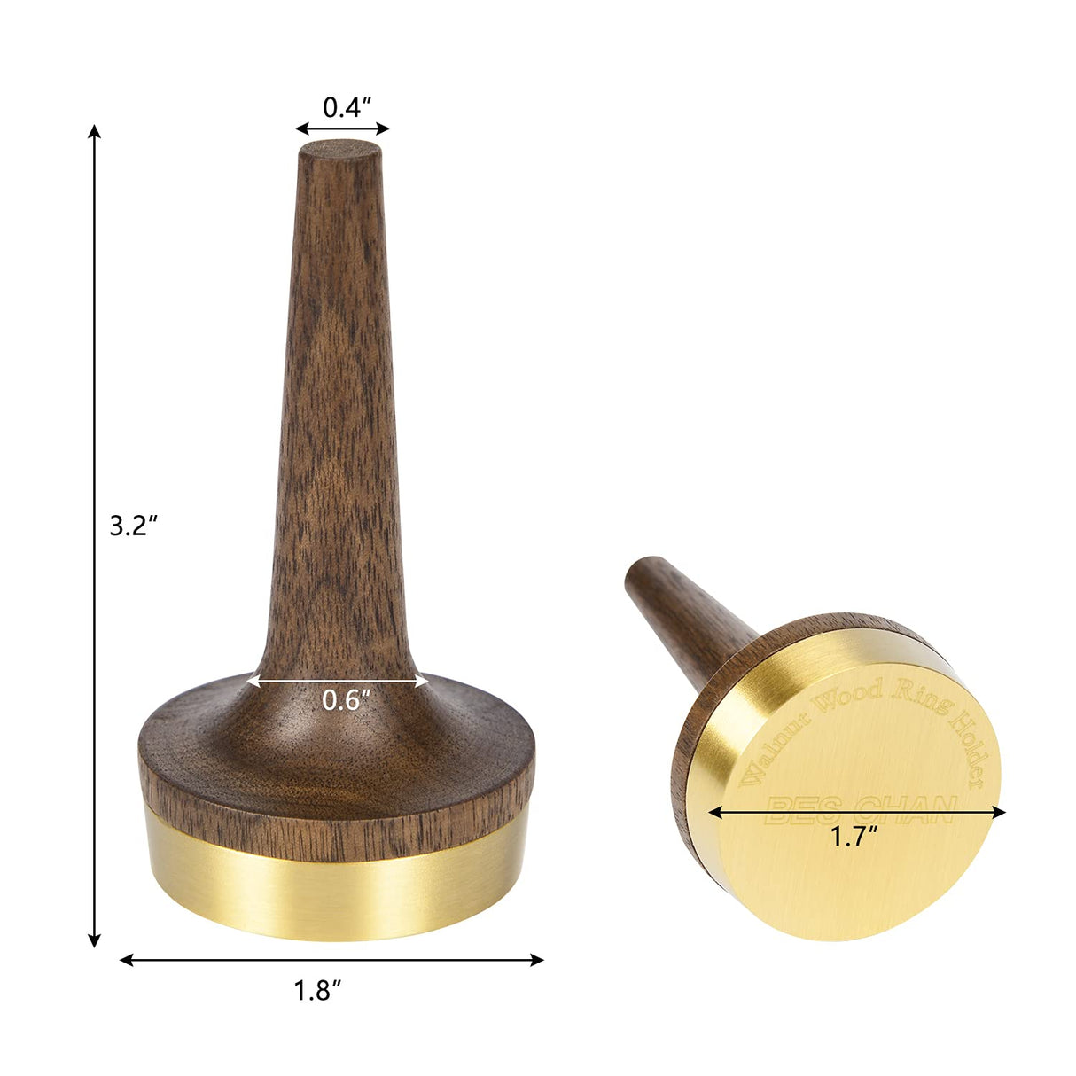 belaDESIGN Black Walnut Wooden Ring Holder, Wood Crafts Stand Jewelry Display, Gift for Engagement, Wedding Ceremony, Anniversary, Valentine's, Men and Women, 1 Pack belaDESIGN