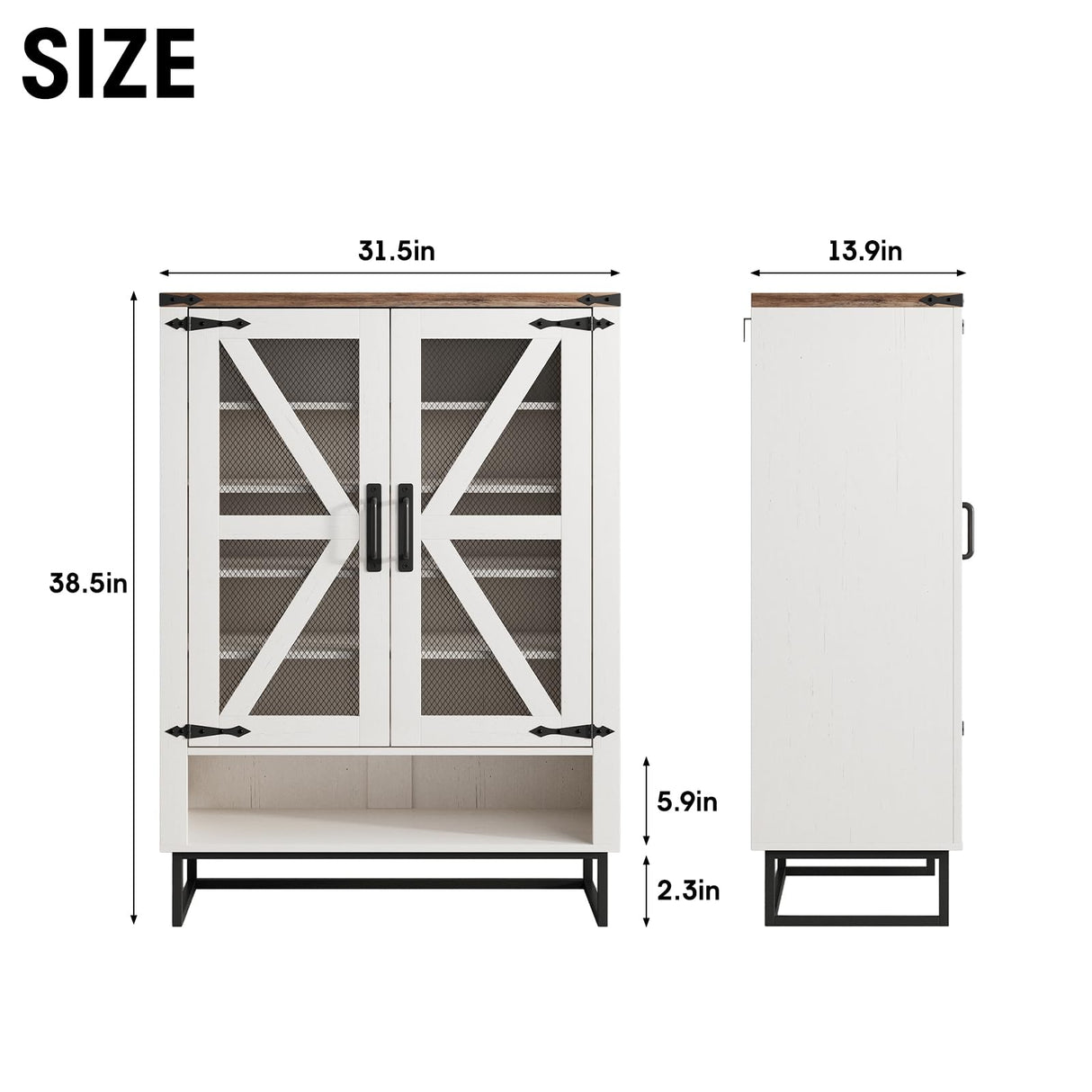 Maupvit Farmhouse Shoe Cabinet with Doors, 6-Tier Shoes Rack Shoe Storage Organizer with Adjustable Shelves & Metal Legs, Rustic Shoe Storage Cabinet for Entryway, Hallway, Closet, Living Room Maupvit