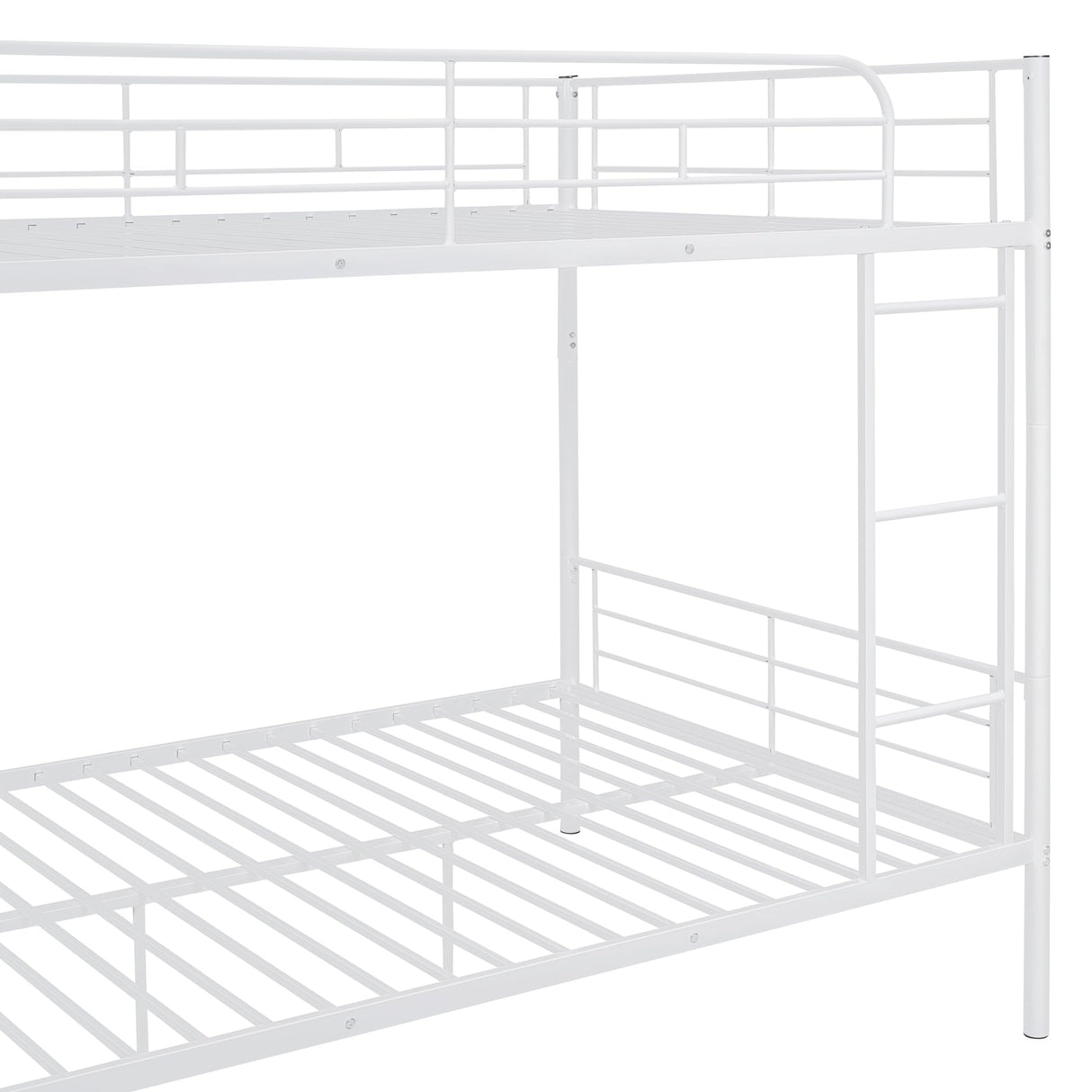 Merax Full Over Full Metal Bunk Bed with Ladder and high Guardrail, Able to Split, Storage Space, No Box Spring Needed, Noise Free, White Merax
