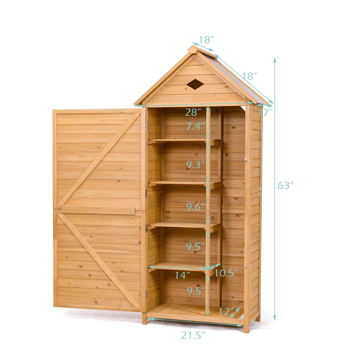 Goplus Wooden Storage Shed Fir Wood Cabinet for Outdoor, Garden, Patio, Yard (Natural) Goplus
