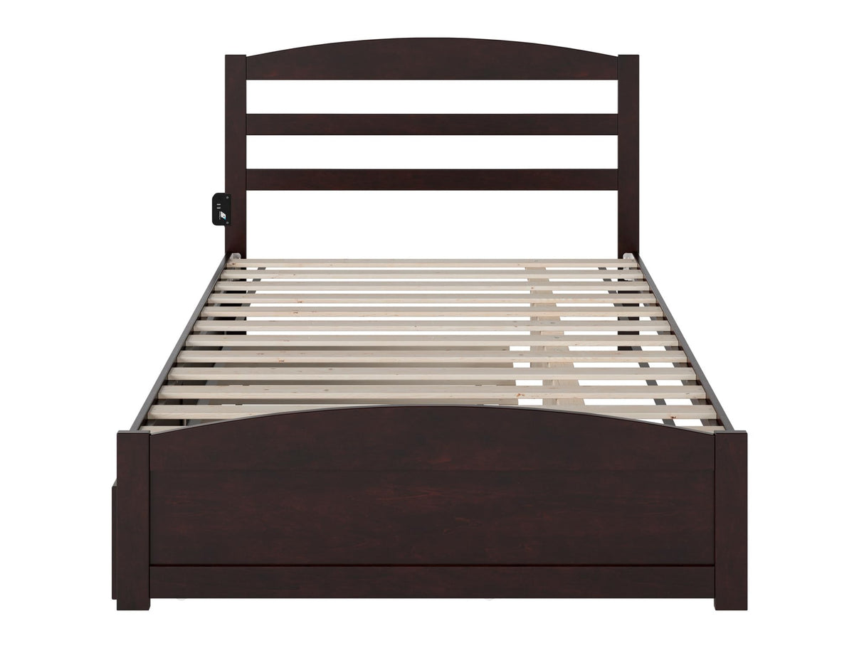AFI, Warren Full Platform Bed with Matching Footboard & Twin Trundle, Espresso AFI