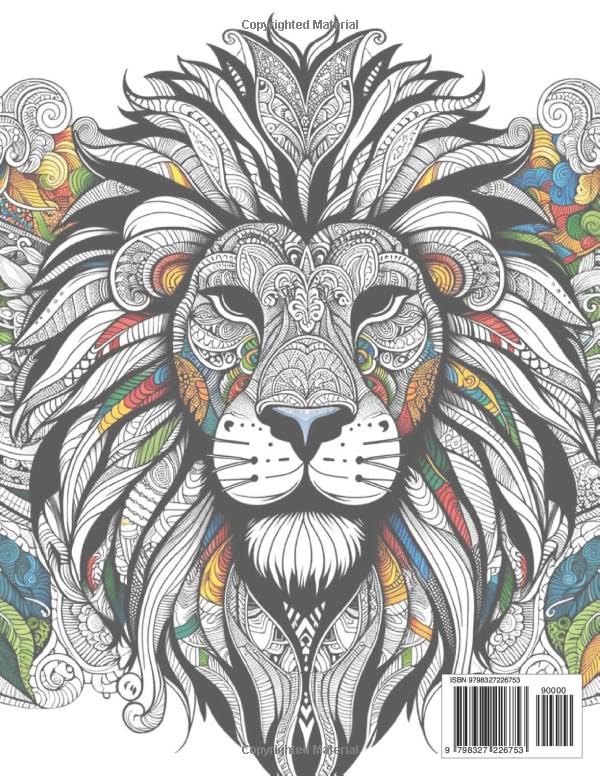 Majestic Lions: A Stress-Relieving Coloring Book for Adults Majosta