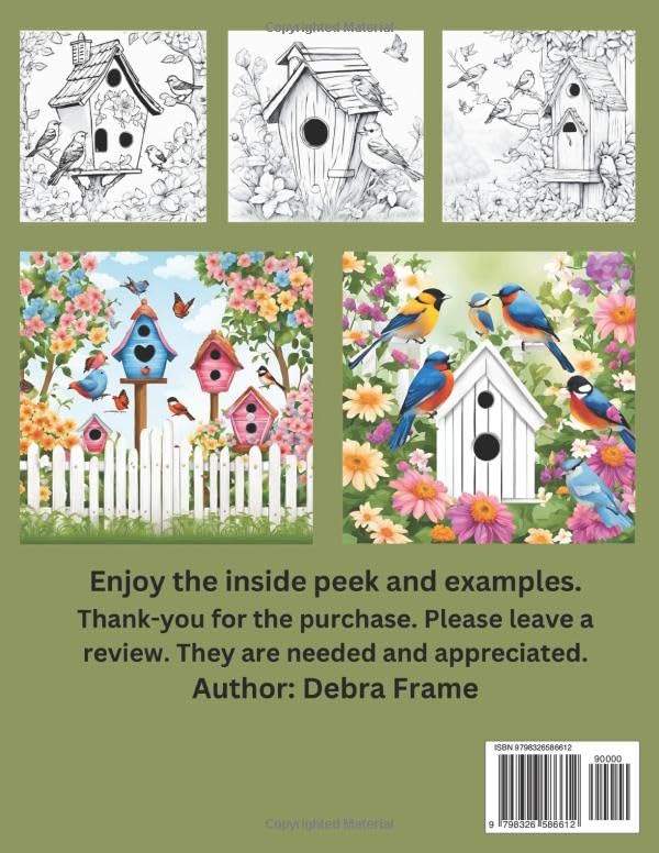 Songbirds, Birdhouses, and Landscapes: Soft Grayscale Coloring Book for Adults: 60 One-sided Frameable, Fine Detail Advanced Prints Majosta