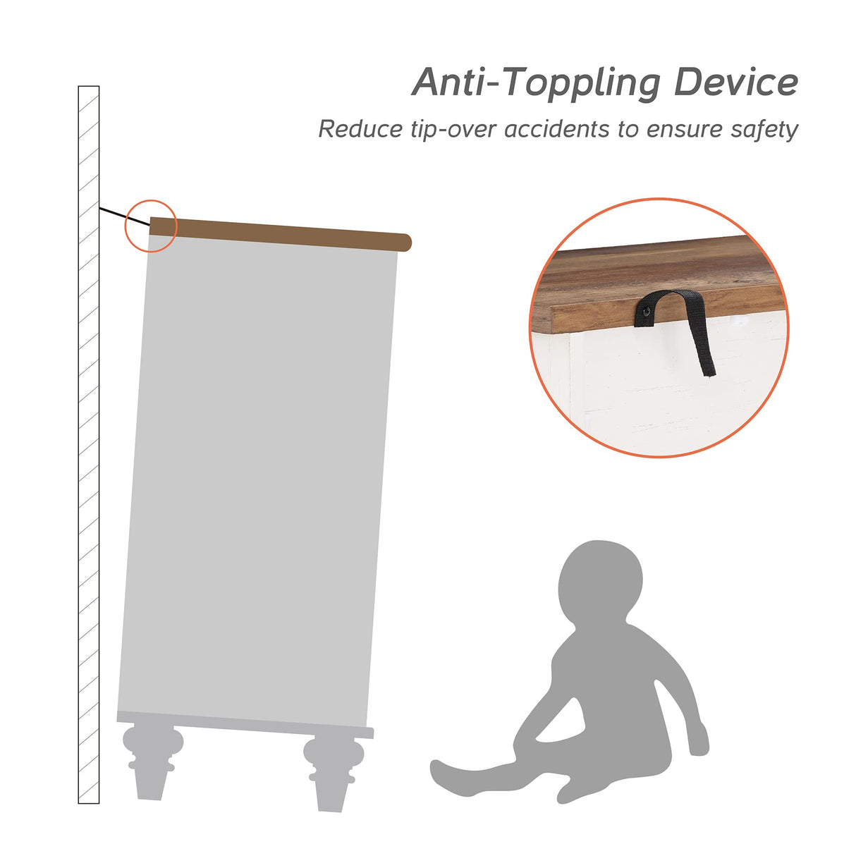 WAMPAT Dresser for Bedroom with 5 Drawers and 2 Storage Cabinet, Nightstands with Charging Station for Living Room, Mid Century Modern Kids Dressers with Wide Chest of Drawers for Nursery, White/Oak WAMPAT