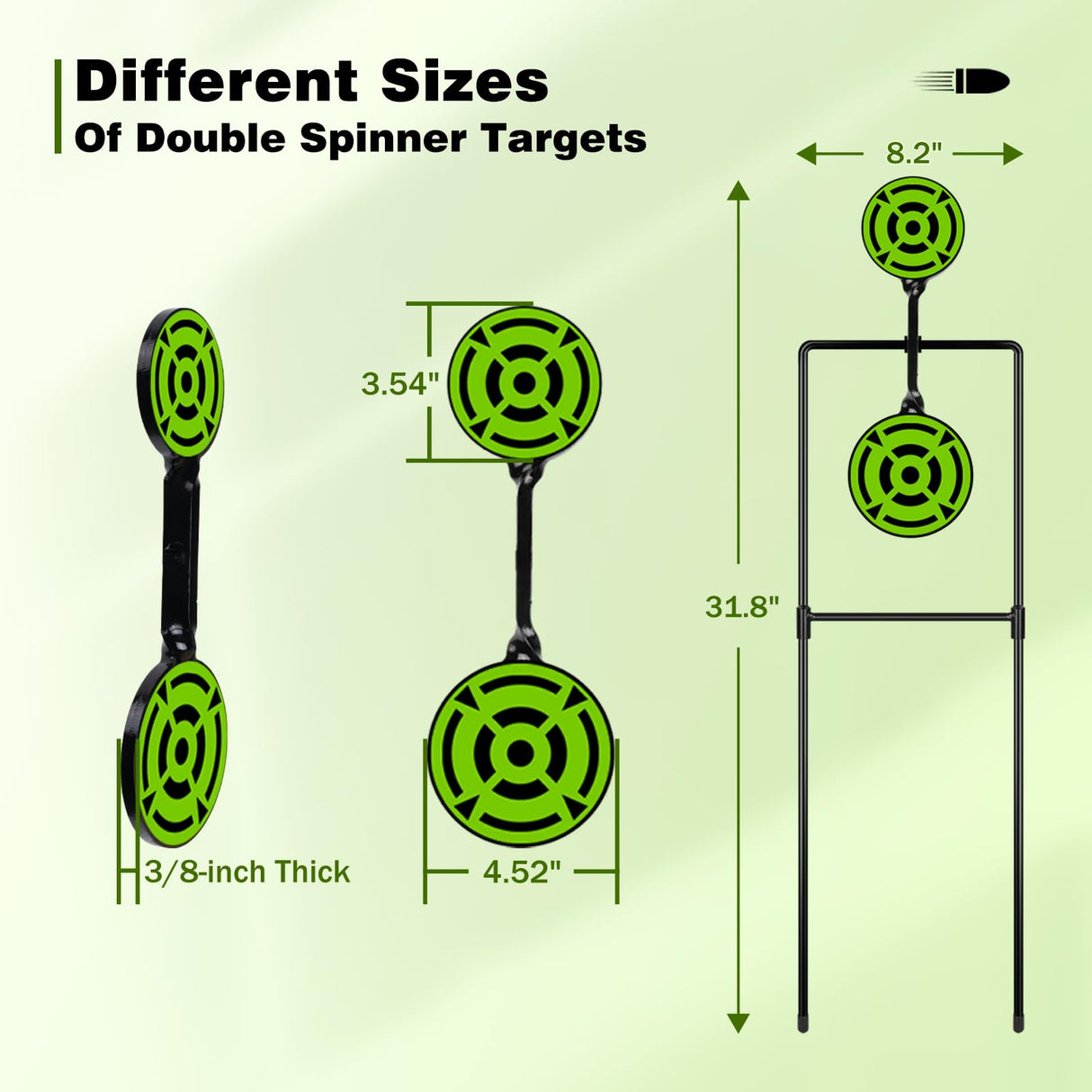 Ideagle Double Spinner Shooting Targets, 3/8" Thick Metal High Caliber Auto Reset Steel Target for Centerfire Handguns up to .44 Magnum Ideagle
