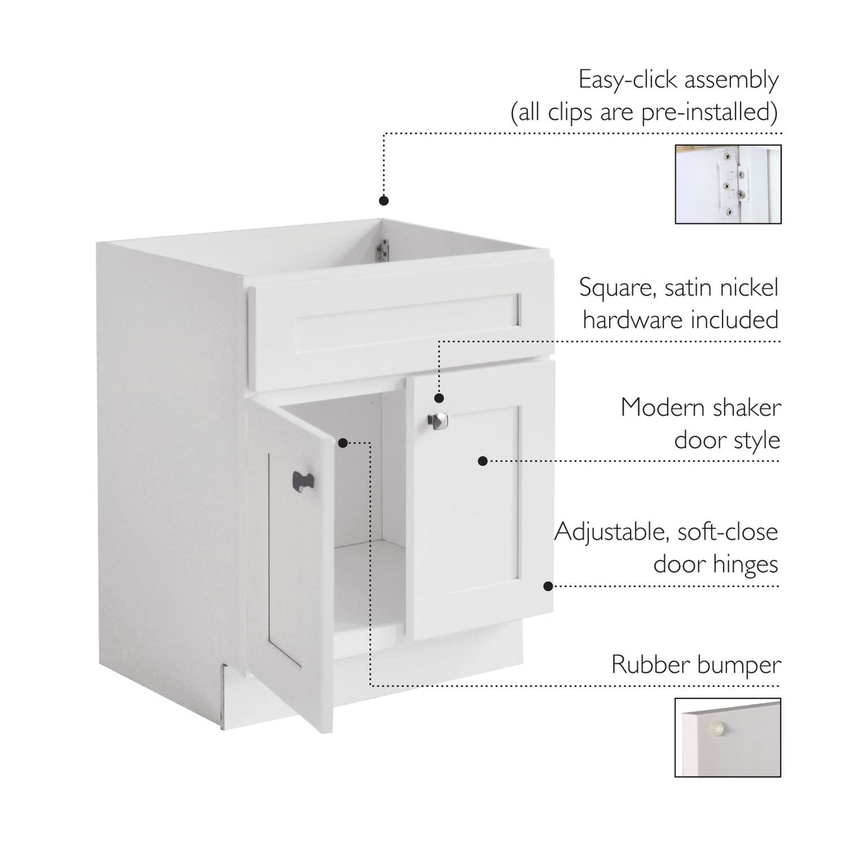 Design House Brookings 30 Inch Bathroom Vanity, Ready to Assemble, Solid Wood, Sherwin Williams® White, 586941 Design House