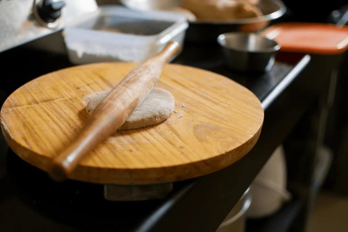 Natural Wooden Rolling Pin for Baking 14 Inches | Wood Tapered Design Non-Stick Rolling Pin | Essential Kitchen Dough Roller for Fondant, Pizza, Pie, Cookie and Pastry,Dumpling | Belan for Roti OKU 1