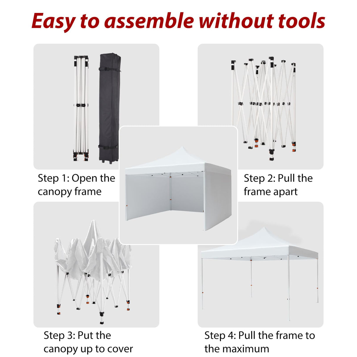 10x10ft Commercial Canopy Tent,Instant Pop Up Gazebo with 3 Sidewalls, Windows, Wheeled Carry Bag, Stakes, and Ropes - Perfect Outdoor Shelter for Parties, Events(White) PhoenixCrest