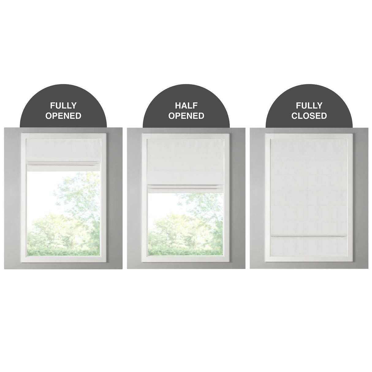 Madison Park Galen Cordless Roman Shades - Fabric Privacy Single Panel Darkening, Energy Efficient, Thermal Insulated Window Blind Treatment, for Bedroom, Living Room Decor, 33" x 64", White Madison Park