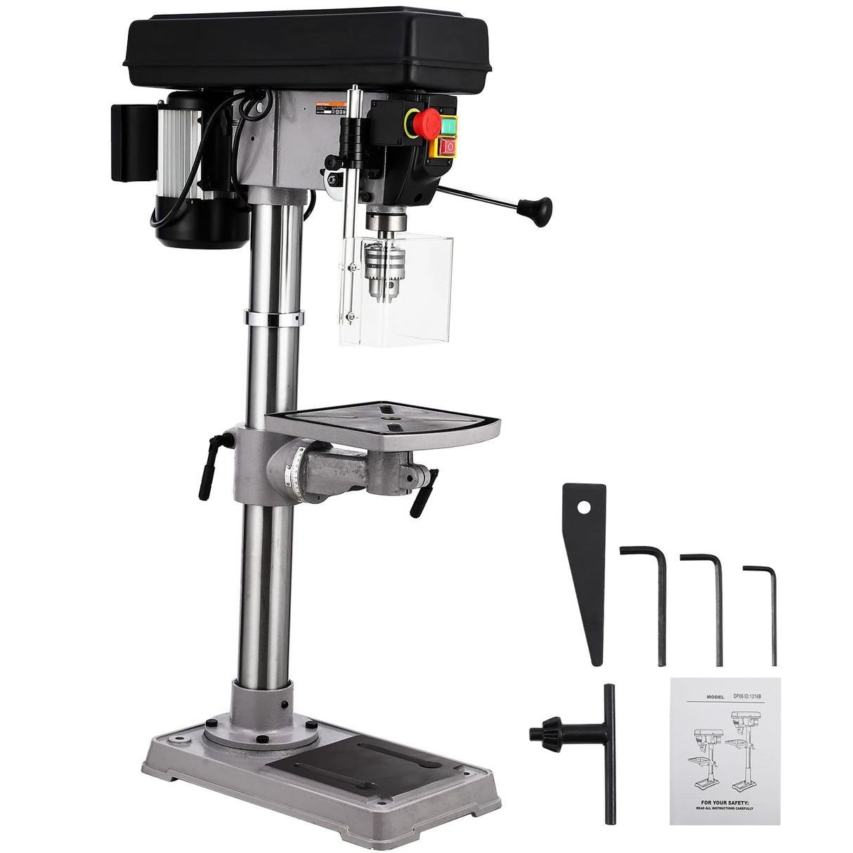 GarveeTech 13 in Benchtop Drill Press, 7.5 Amp 120V Pure Copper Motor with Swing-away Safety Guard, 288-3084 RPM Variable Speed, 0-45°Tilting Worktable, Tabletop Drilling Machine for Wood Metal GarveeTech