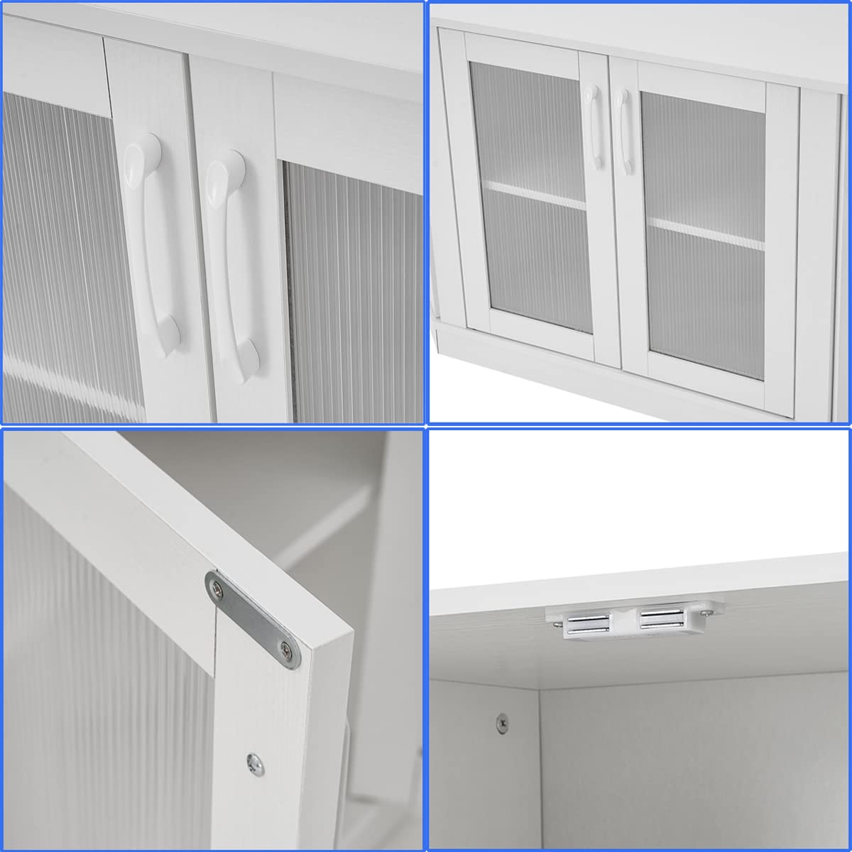 Panana Corner TV Stand, 47 Inch TV Media Console Table with 4 Doors and Shelves, Living Room Storage Entertainment Center for TVs up to 51 Inch (White) Panana