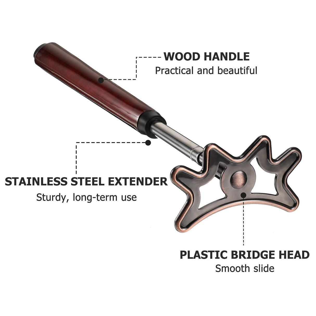 Sumind Retractable Pool Bridge Stick - Billiards Cue Bridge with Removable Head and Wooden Handle, Ideal for Pool Table Play(Brown) Sumind