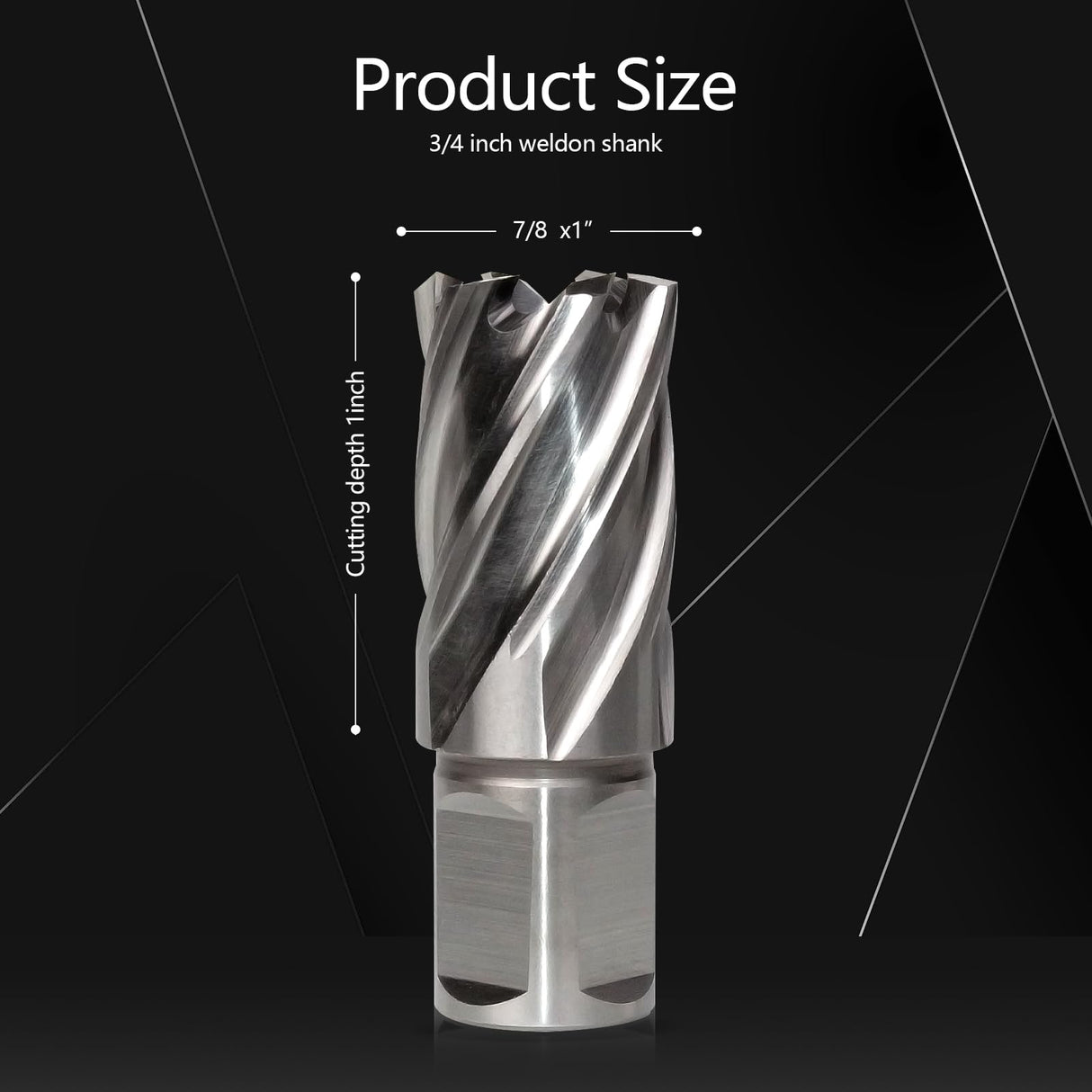 Luckyway 7/8 Inch Diameter x 1 Inch Depth of Cut Cyclone High Speed Steel Annular Cutter, 3/4 Inch Weldon Shank Luckyway