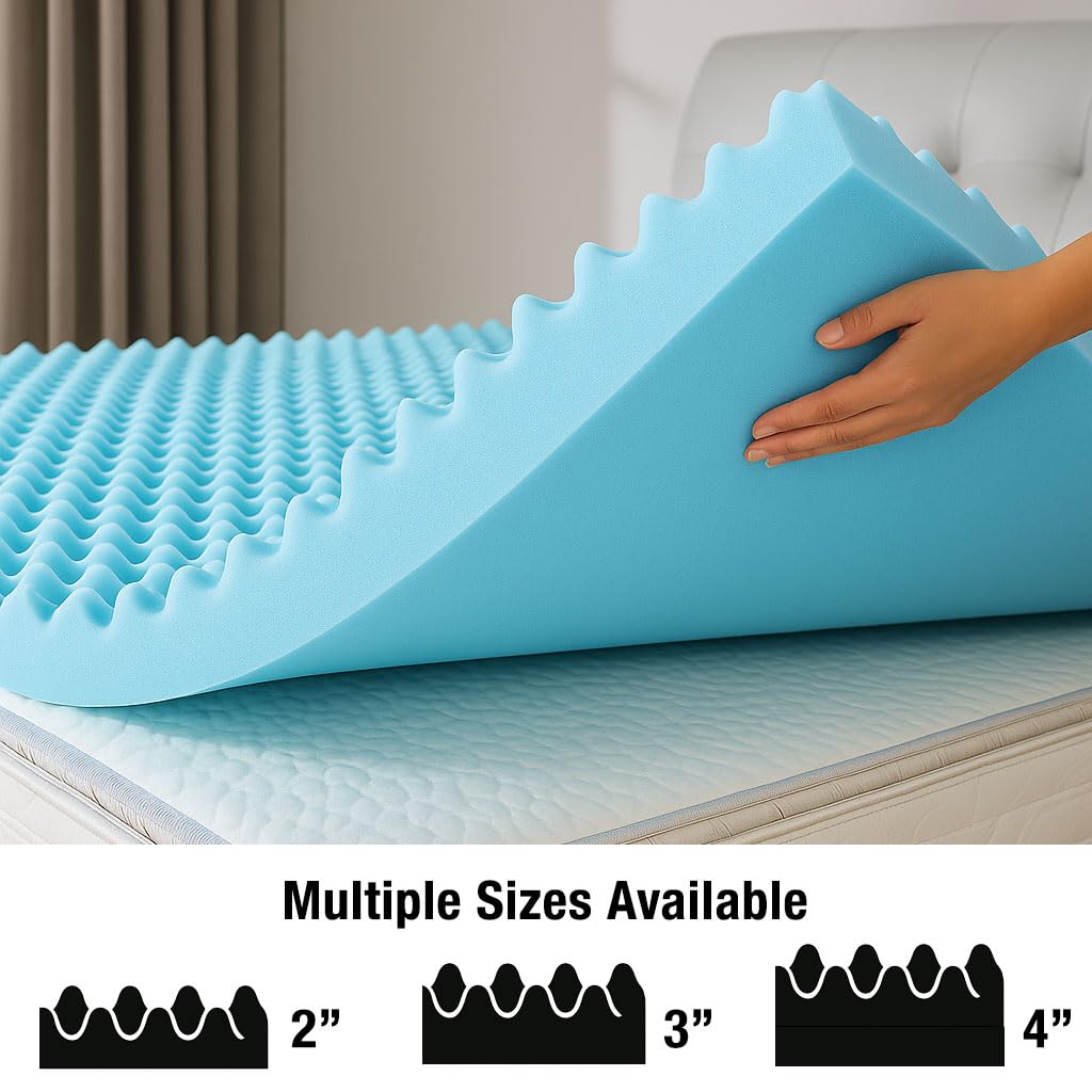 DMI 2-Inch Foam Mattress Topper, Egg Crate Foam Pad for Support, Air Circulation, Pressure Relief & Weight Distribution, Twin Size 33 x 72, Blue DMI
