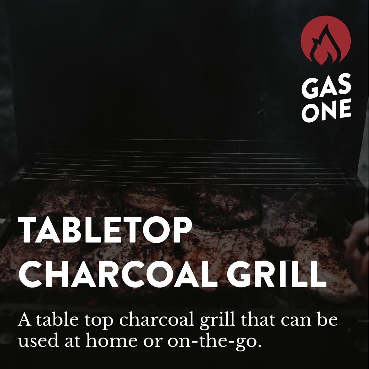 GasOne Portable Charcoal Grill – 18-inch Tabletop Charcoal Grill with Side Handles and Lid – Compact BBQ Charcoal Grill for Picnic, Tailgate, Travel – 2-Tiered Outdoor Charcoal Grill Gas One