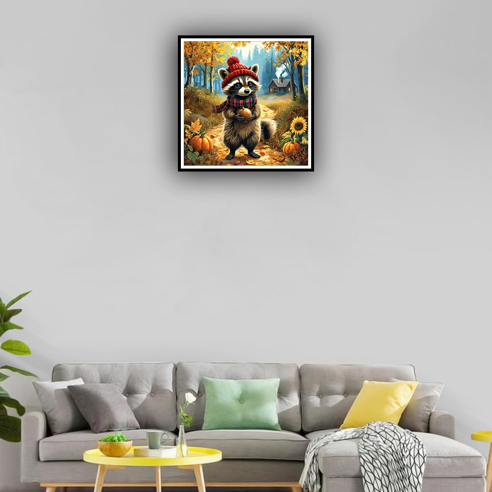 hill froeistung Raccoon Diamond Art Painting Kits for Adults,Rustic Cabin Diamond Art for Beginners, 5D DIY Full Drill Round Gem Art Craft Home Wall Decor Gift 12x12 inch hill froeistung