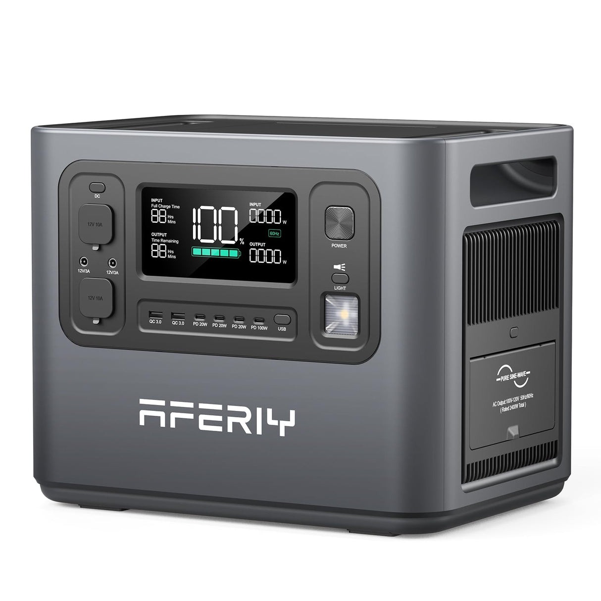 AFERIY Portable Power Station 2400W / 2048Wh Power Station LiFePO4 Battery, Quick Charge in 1.5H, 6 AC Outlets, UPS, Solar Generator, Electric Generator for Home Camping Use AFERIY