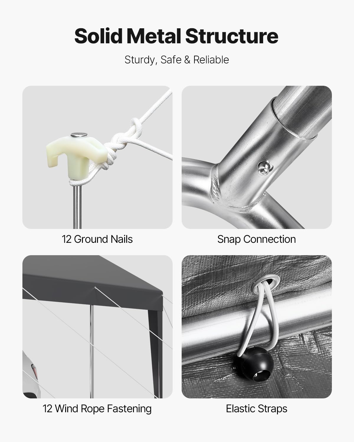 VEVOR Carport, 10 x 20 FT Outdoor Car Canopy, Potable Carport, Heavy Duty Galvanized Car Shelter, UV-Resistant & Water-Resistant, All-Season Protection, Storage Shed for Car Boat Motorcycle Grey VEVOR