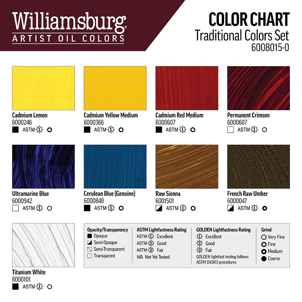 Williamsburg Artist Oil Colors by GOLDEN, Traditional 11ml Set Williamsburg