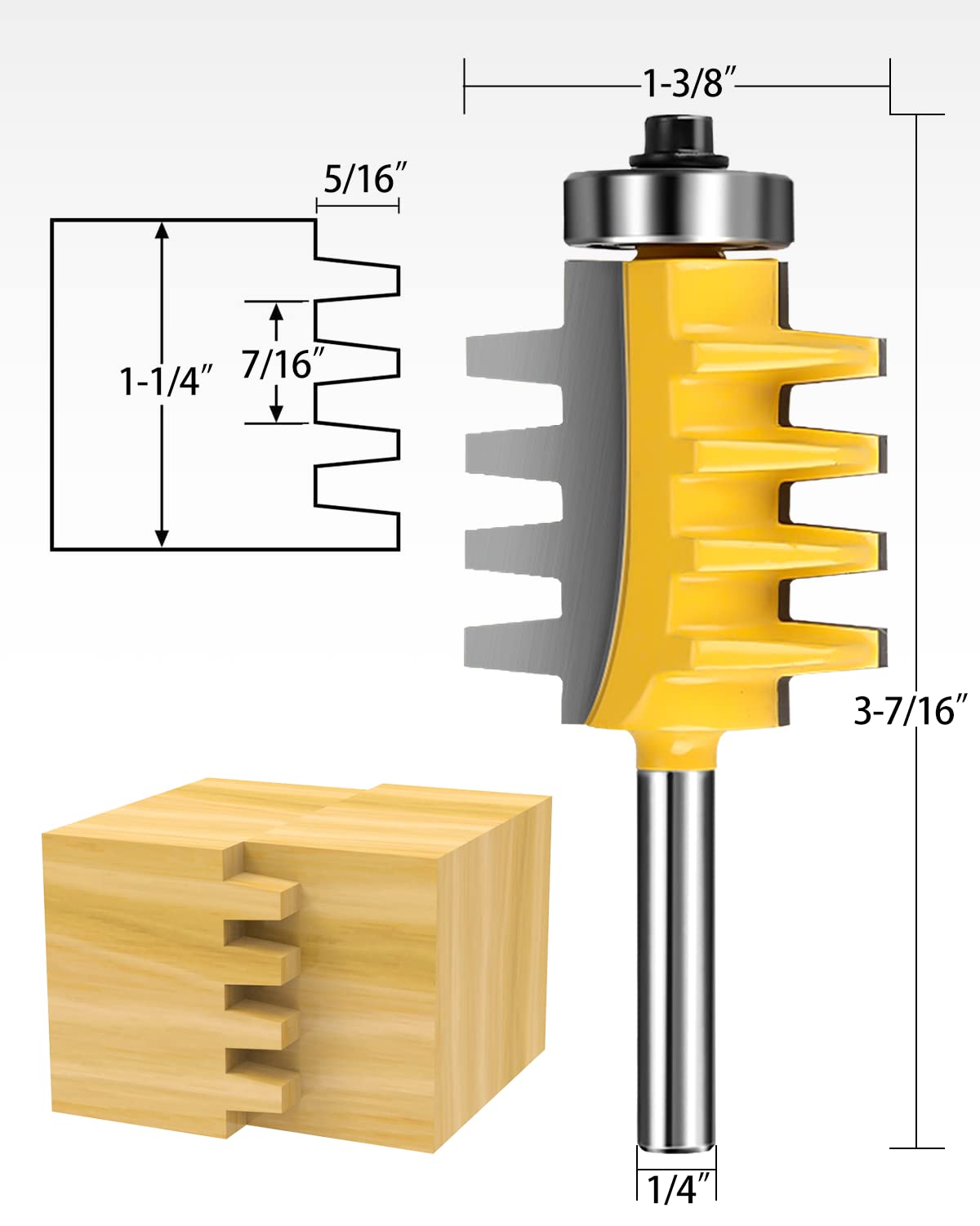 1/4-Inch Shank Tongue and Groove Router Bits Set & Reversible Finger Joint Router Bit, 3 Pack Router Bit Set, Woodworking Chisel Cutter for Density Boards, Solid Wood, MDF, Chipboard, Splints, Etc. Jooyle