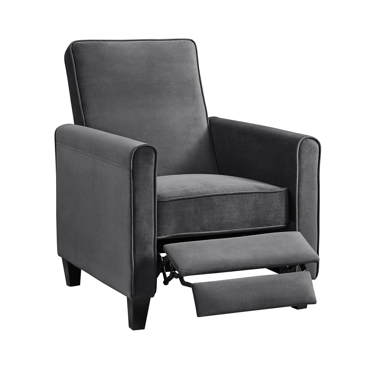 Naomi Home Landon Gray Microfiber Push-Back Recliner, Compact Comfort for Small Spaces, Plush Cushioning, Modern Armless Club Chair Naomi Home