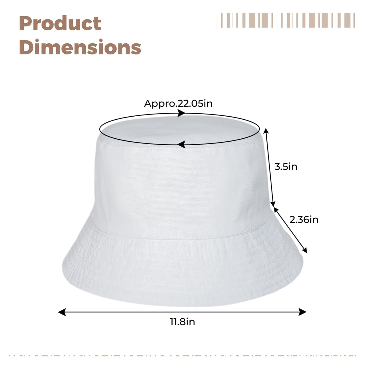 6 Pcs White Bucket Hats Bulk, Sublimation Hats Blank Beach Fishing Cap for Women Men, Two Sided White, 22 Inches Circumference Lnrueg