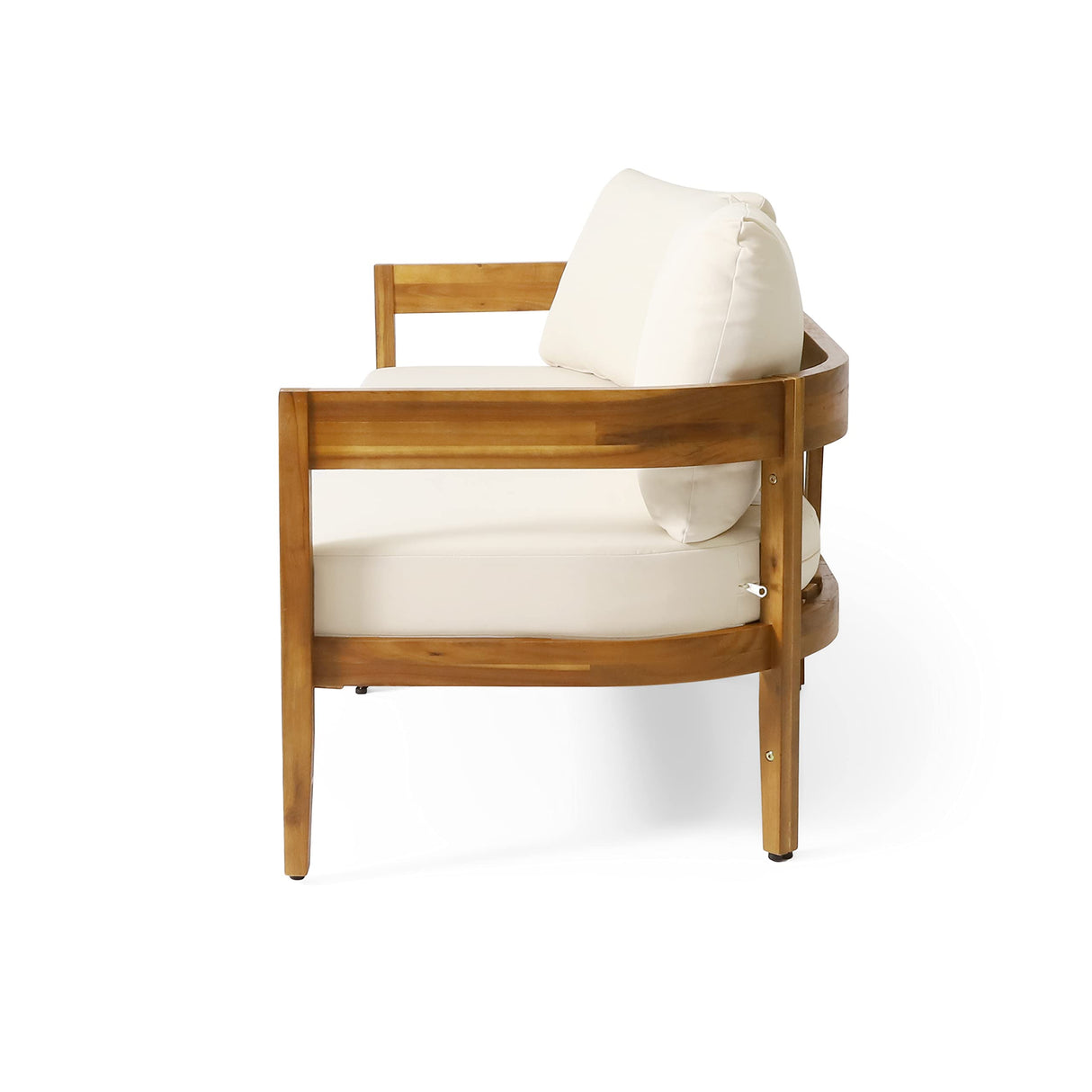 Christopher Knight Home Brooklyn Outdoor 3 Seater Sofa with Cushions - Acacia Wood - Teak/Beige Christopher Knight Home