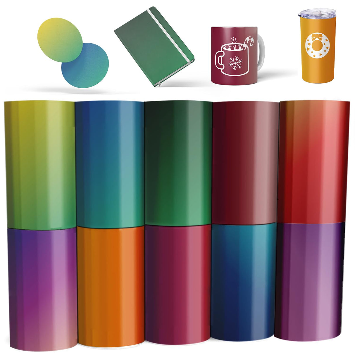 Transfer Sheets-Sublimation Heat Transfer Vinyl Sheets for Heat Press Machine,4x5inch Gradient Transfer Sheets for Mug Tumbler T-Shirt Tote Bag,10 Sheets Lucky Goddness