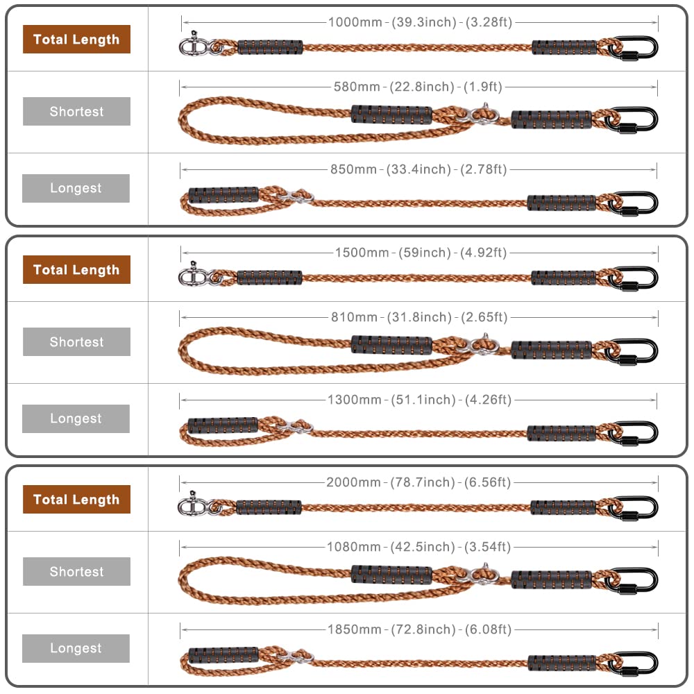 SELEWARE Tree Swing Rope Hammock Chair Strap Hanging Kit,Length Adjustable Nylon Rope Holds to 1000lbs,Perfect for Playground Set, Children Swing, Outdoor Hammock and Hanging Chair, 40 Inch SELEWARE