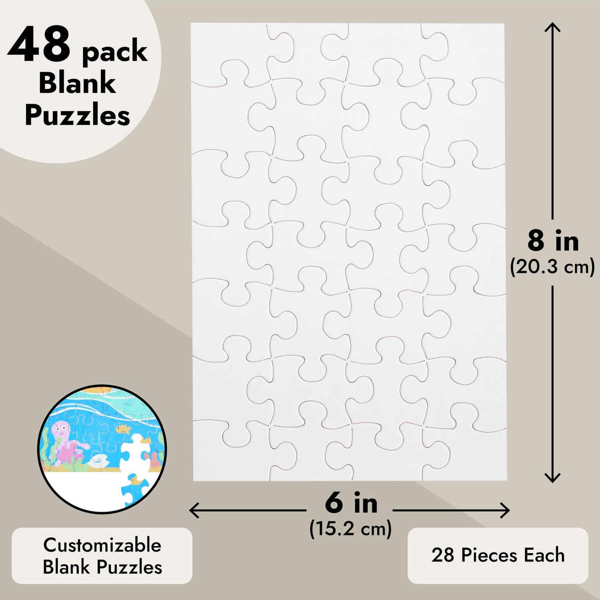 Juvale 48 Sheets Blank Puzzles to Draw On Bulk – 6x8 inch Make Your Own Jigsaw Puzzle for Kids Crafts Projects (28 Pieces Each) Juvale