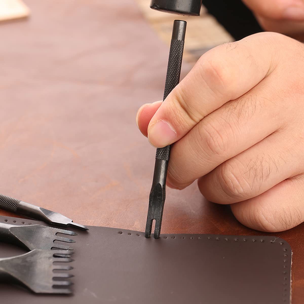 Ldirect Leather Punch 6mm Stainless Steel DIY Leather Hole Tool Kit (4, 2, 4, 6 Prong) Ldirect