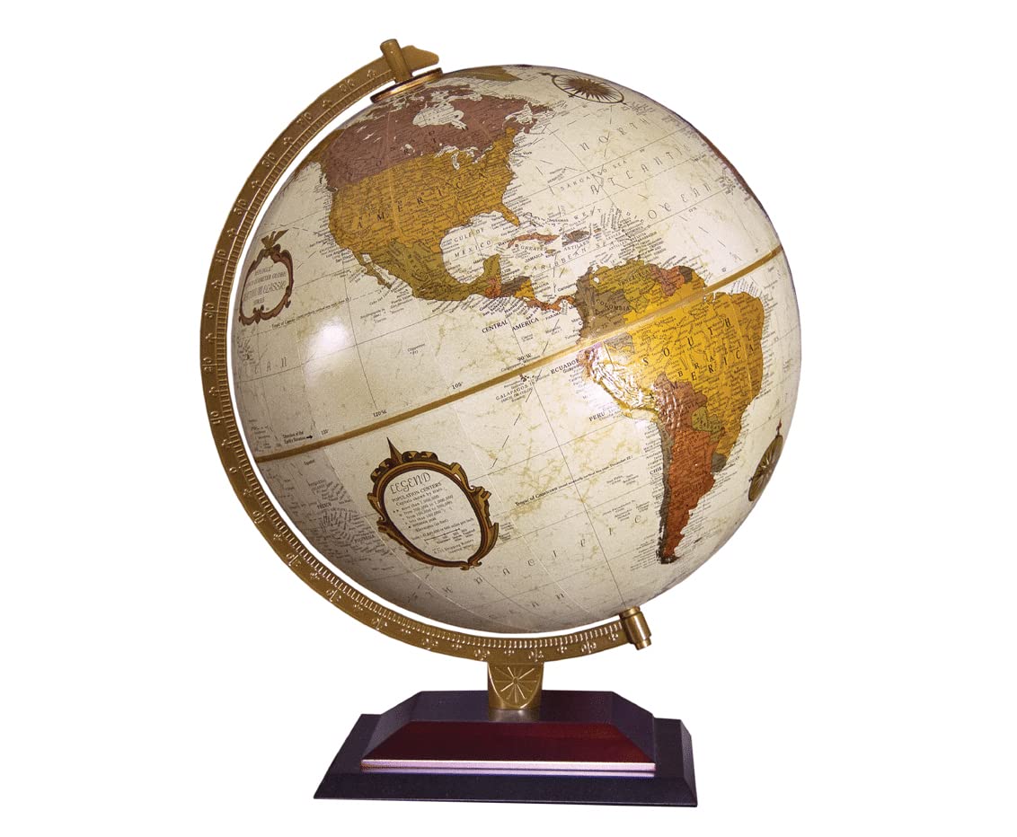 Replogle Andorra Globe, 12" Desktop World Globe, Raised Relief, Up-to-date Cartography, Smart Intelli-enabled World Map, Made in the USA, Antique Replogle