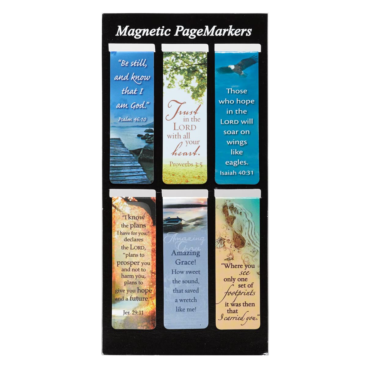 Christian Art Gifts Classic Nature Collection Magnetic Bookmark Set with Scripture, Hymn and Poem for Women and Men, Inspirational Magnetic Pagemarker Set of 6 for Bibles, Books, Size 2.3" x 0.8" Christian Art Gifts
