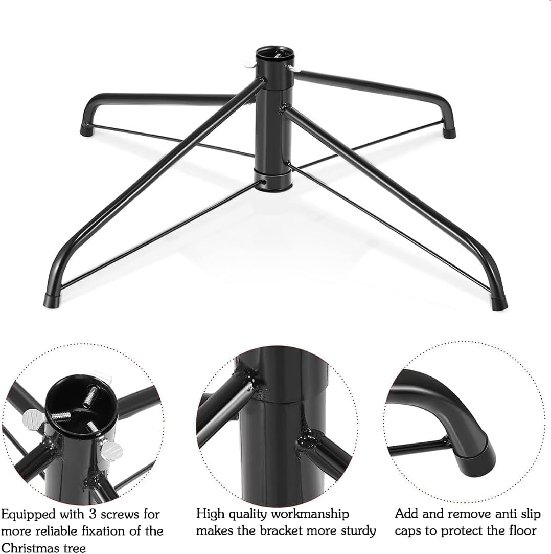 20 Inches Christmas Tree Stand for Artificial Trees,Bold Upgraded Version Base Metal Xmas Tree Folding Replacement Holder, Folding Christmas Tree Base for 3—10 Ft Artificial Trees Flyowl