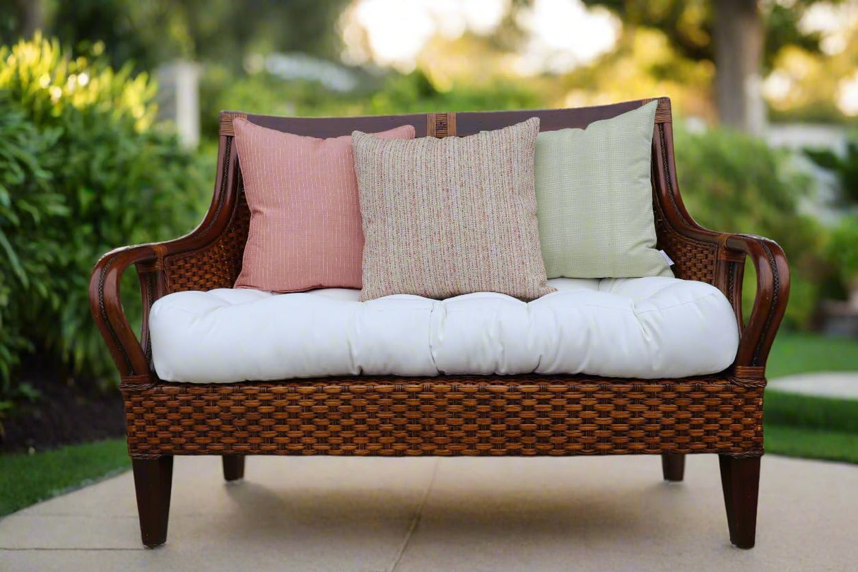 RSH DECOR: 3-Piece Wicker Tufted Cushion Set | 41” x 19" & 19" x 19" | All-Weather Spun Fabric | Water Resistant | Outdoor Loveseat & U-Shape Cushions for Patio Furniture | Gregoire Fresco RSH DECOR