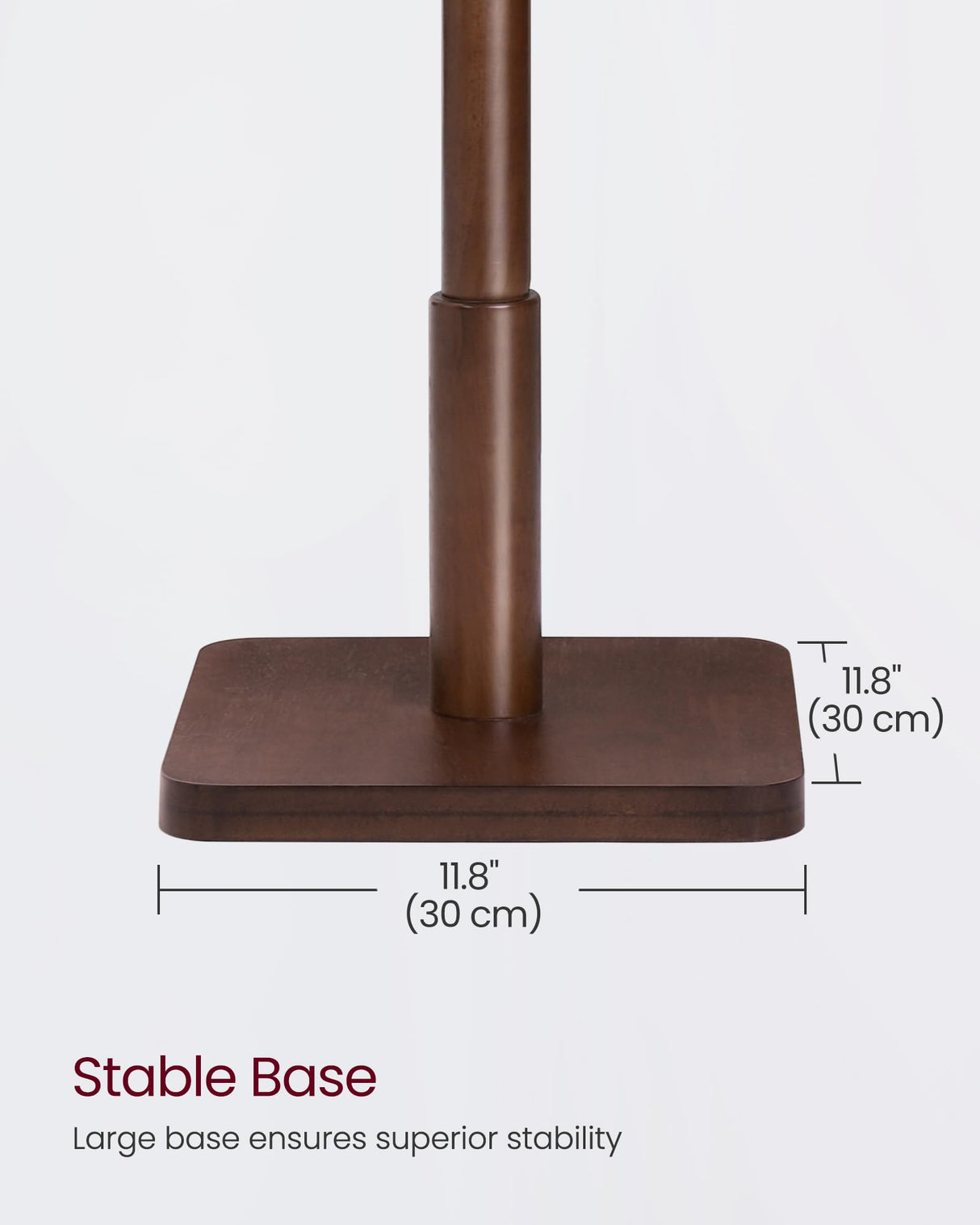 VASAGLE Solid Wood Coat Rack, Free Standing Hall Coat Tree with 8 Hooks, 3 Height Options, for Coats, Hats, Bags, Purses, for Entryway, Hallway, Rubberwood Hooks and Pole, Dark Walnut URCR010W01 VASAGLE