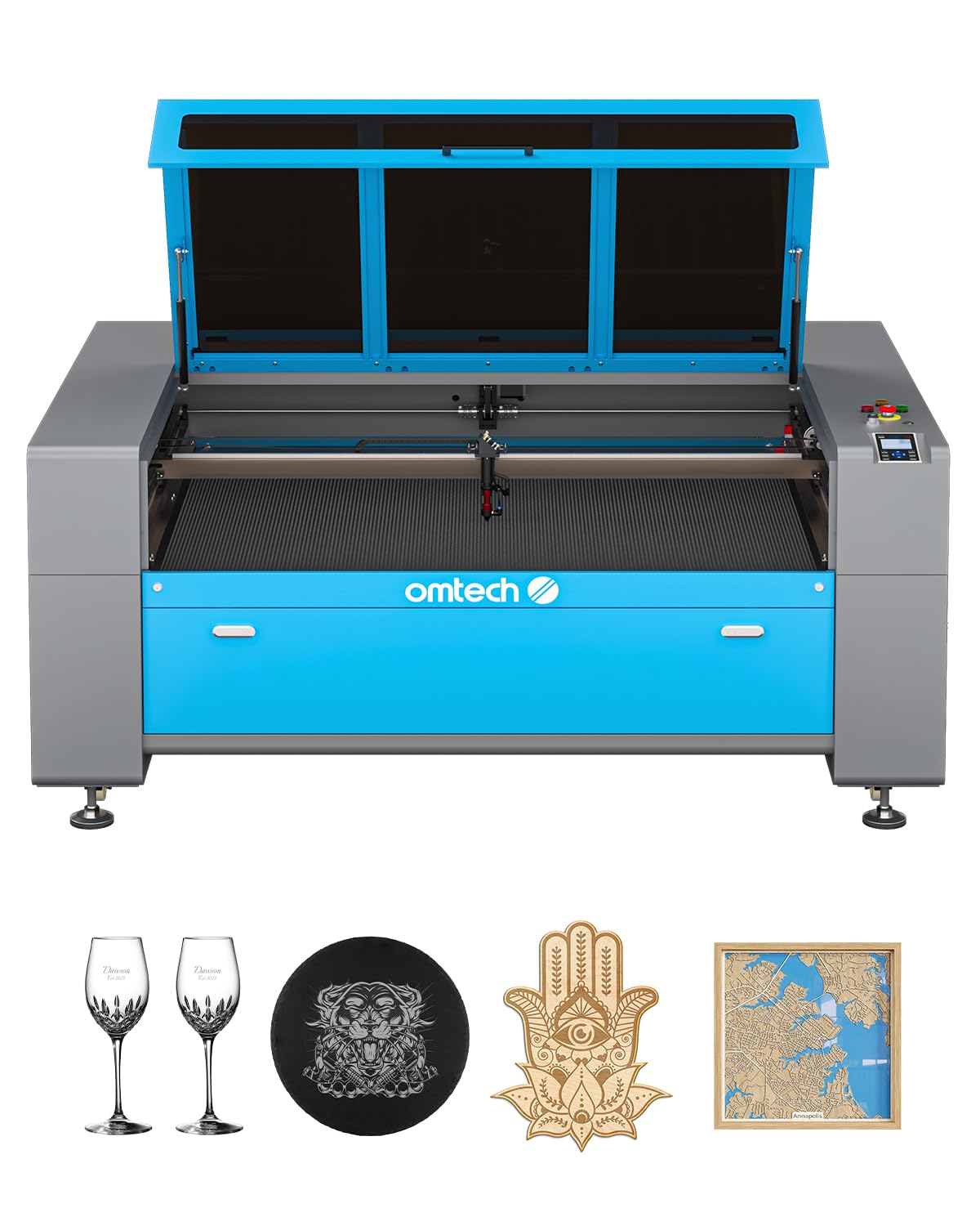 OMTech 150W CO2 Laser Engraver with Autolift Autofocus, 150W Laser Cutter 2 Way Pass Through, 40x63 Laser Engraving Machine with Ruida Control 3-Way Pass-Through Air Assist, Laser Cutting Machine OMTech