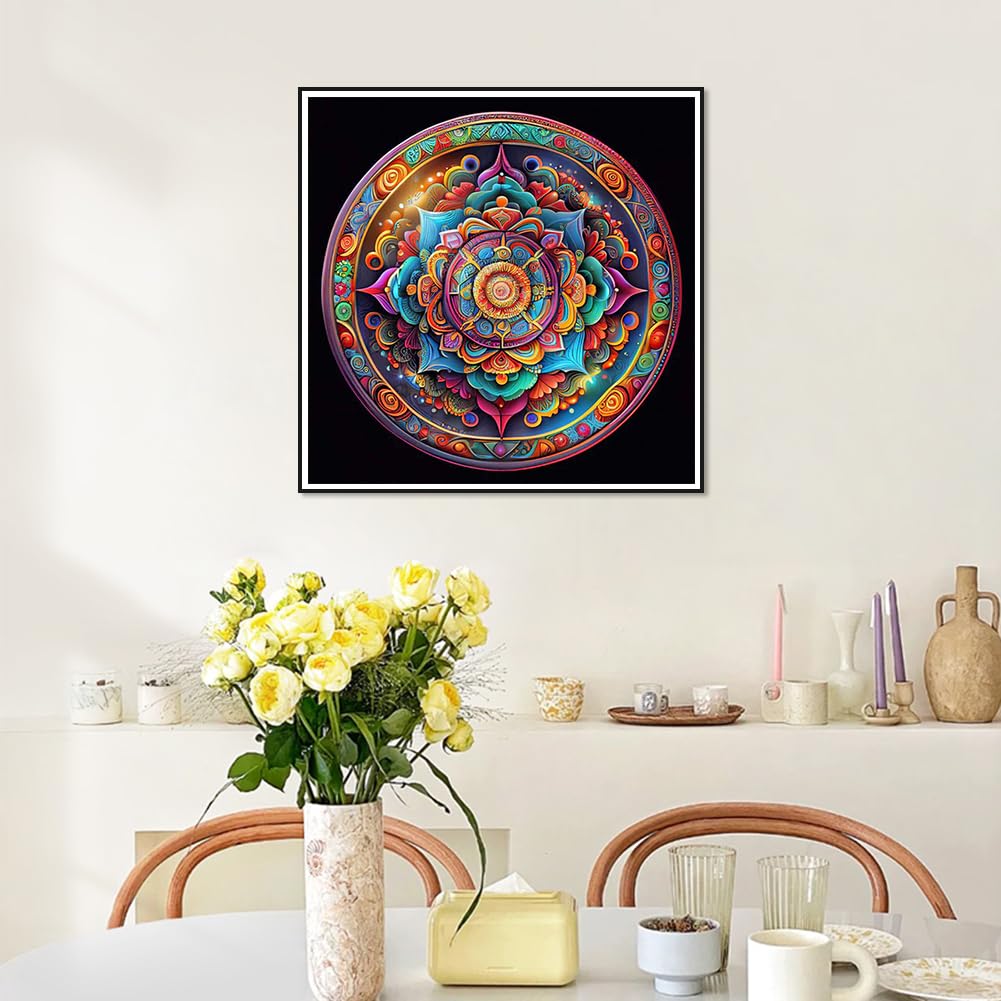 Stalente Diamond Painting Kits for Adults, 5D DIY Diamond Art Kits for Beginners Round Full Drill Diamond Painting for Home Wall Decoration Gift 12×12inch, Mandala Stalente