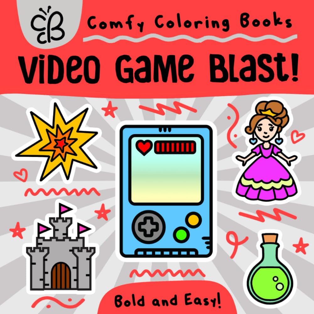 Video Game Blast!: Bold and easy coloring book for adults and kids (Comfy Coloring Books) WoodArtSupply